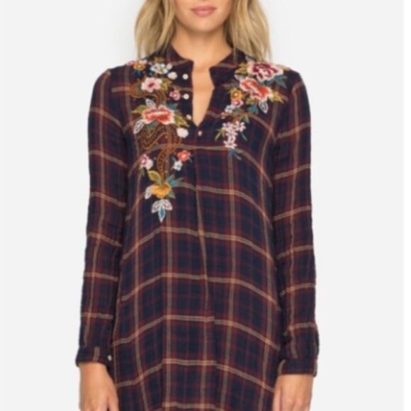 Johnny Was Margot Dress with Pink Floral Embroidery - Picture 1 of 13